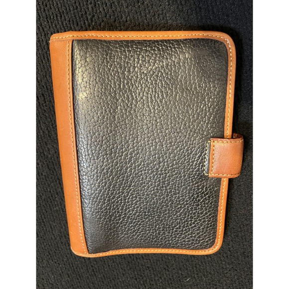 Liz Claiborne Black Brown Leather Planner Organizer Wallet Binder Crest Logo - Picture 7 of 12